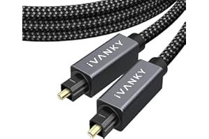 IVANKY Optical Audio Cable 15ft/4.5M Long Digital Audio Optical Cable for Soundbar, S/PDIF Toslink Fiber Optic Cord [Braided, Gold-Plated Connectors, CL3 Rated] for TV, Samsung, Xbox/PS4, Sonos-Grey