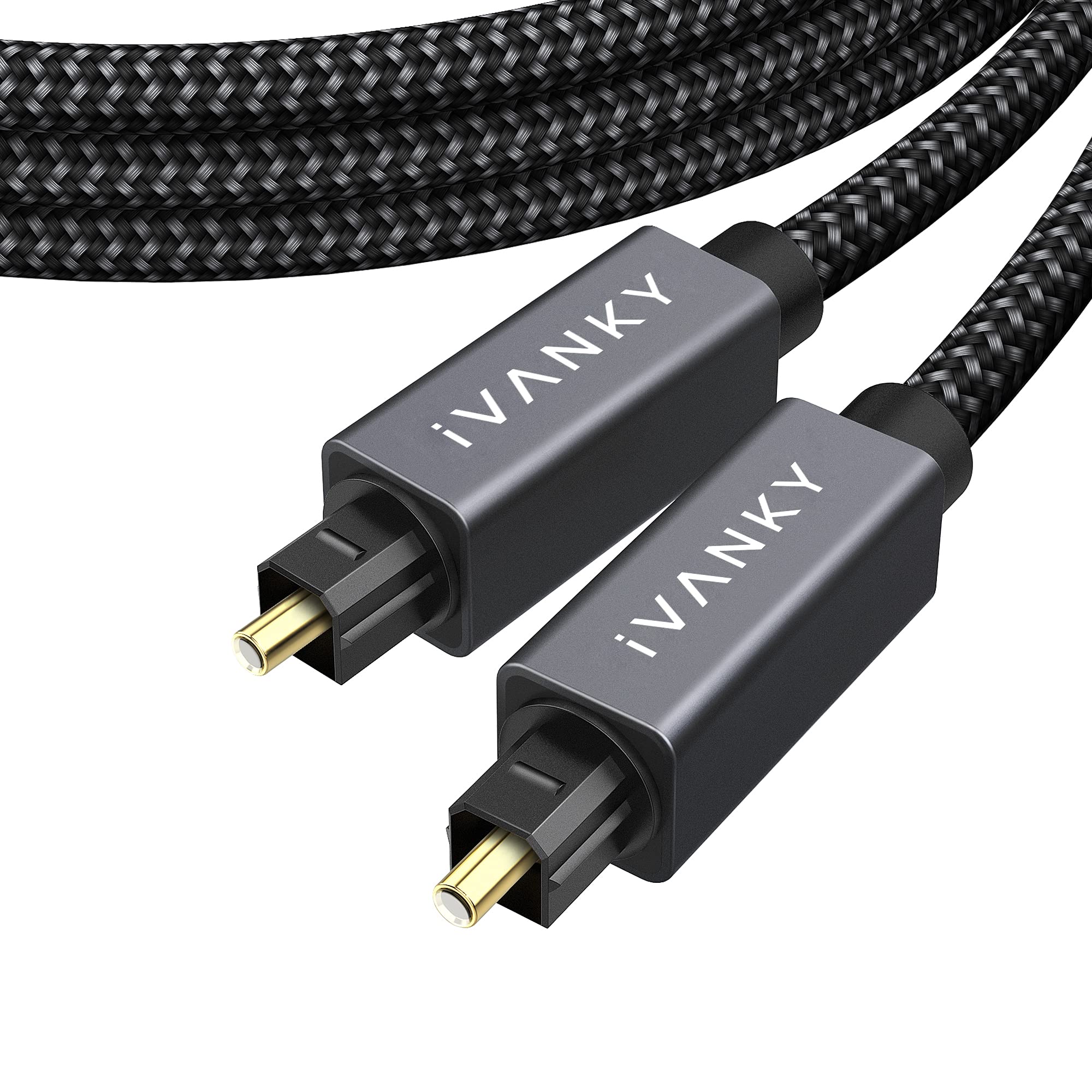 Photo 1 of IVANKY Optical Audio Cable 15ft/4.5M Long Digital Audio Optical Cable for Soundbar, S/PDIF Toslink Fiber Optic Cord [Braided, Gold-Plated Connectors, CL3 Rated] for TV, Samsung, Xbox/PS4, Sonos-Grey