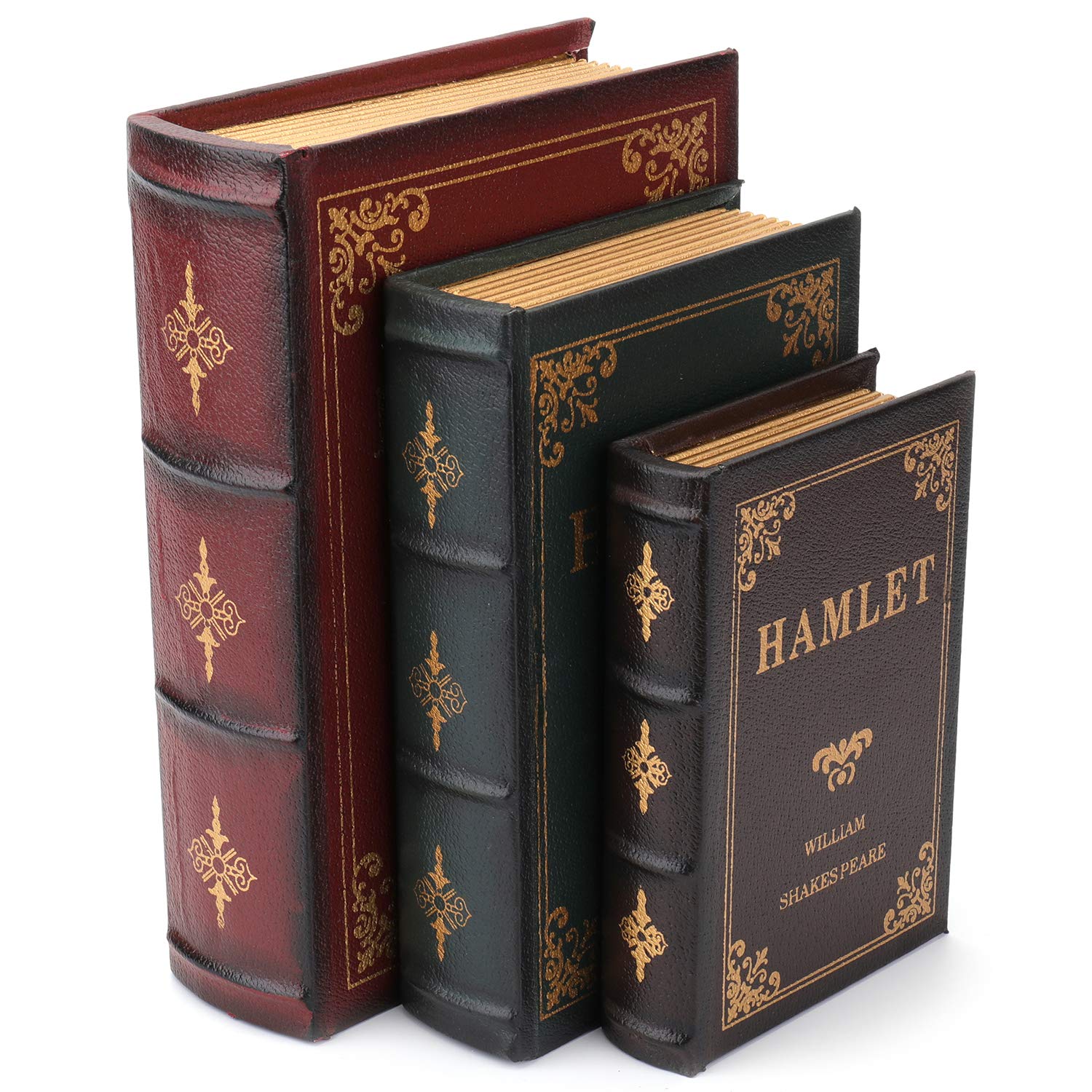 Photo 1 of Tosnail 3-Pack Decorative Book Boxes Wooden Antique Book Decorations Vintage Hide Storage Box