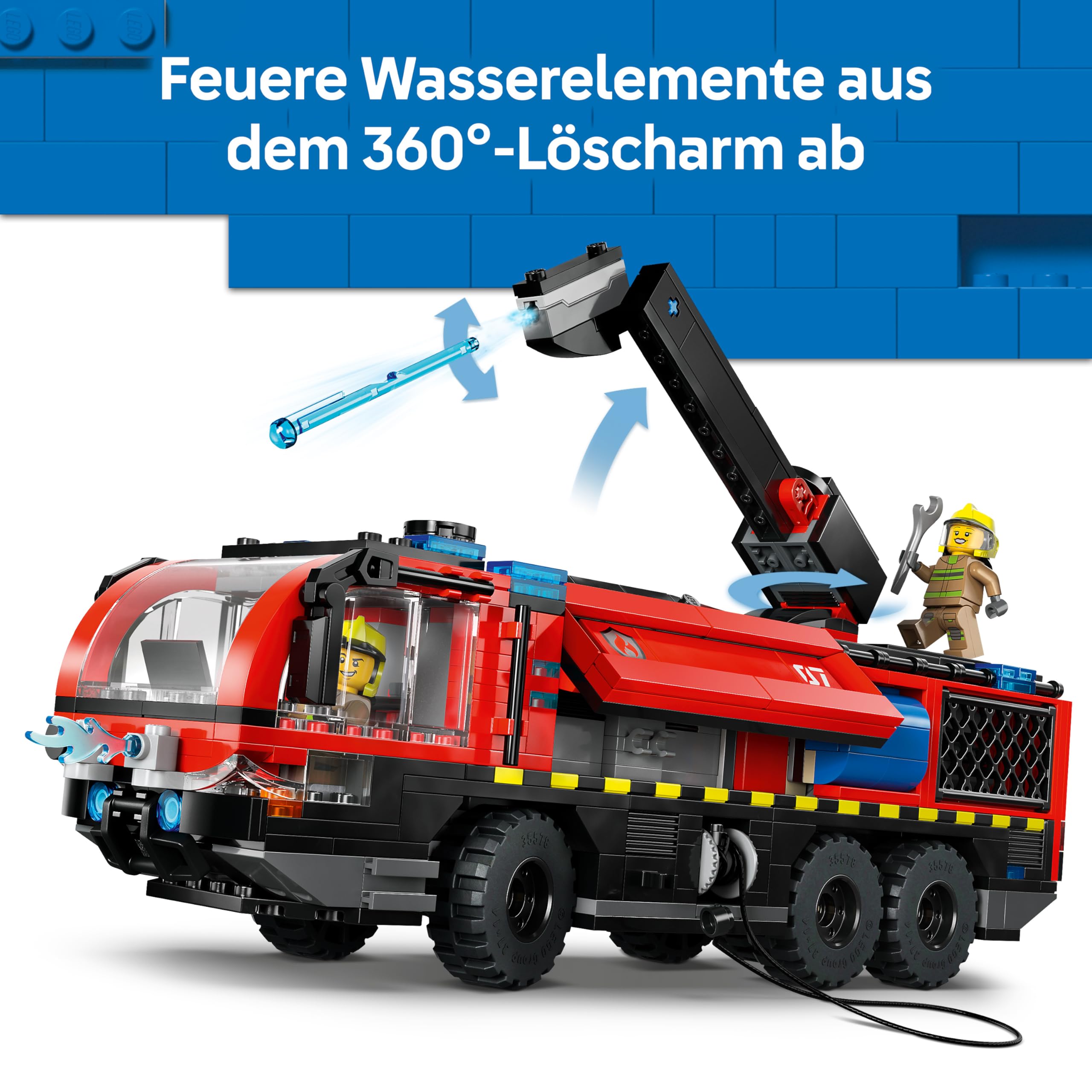 LEGO City Flughafenlöschfahrzeug - Spielzeug Einsatzfahrzeug - Modellbau mit 4 Feuerwehr Minifiguren - Geburtstagsgeschenk für Jungen ab 7 Jahren und Technikfans - 60499 5
