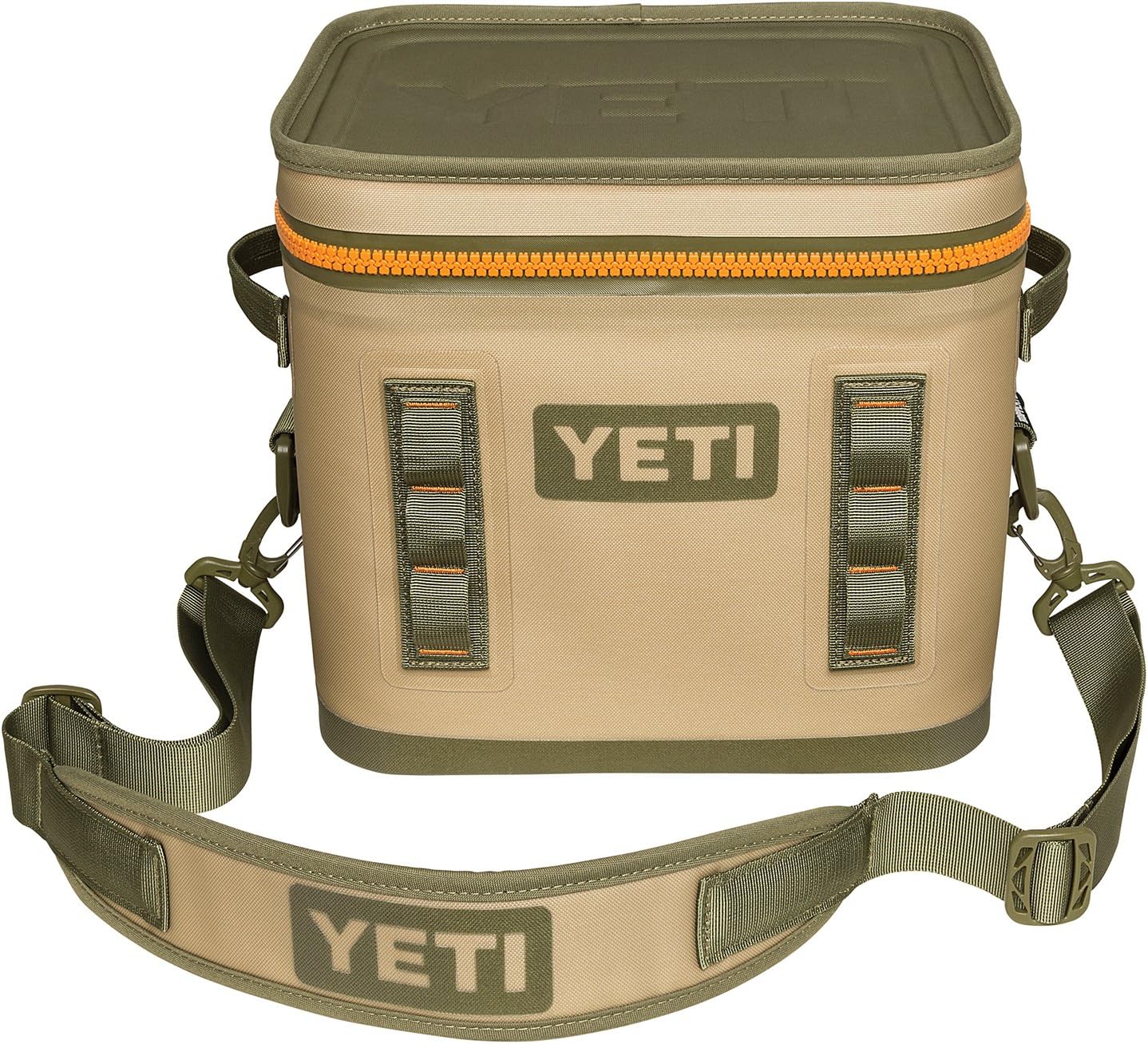 YETI Hopper Flip 12 Can Portable Cooler, Field Tan / Blaze Orange