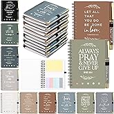 Kosiz 30 Set / 60 Pcs Christian Gifts Bulk with Pocket Spiral Religious Notebook with Sticky Notes Bible Verse Pens Prayer Journal Gifts for Church Men Women Sunday School(Boho)
