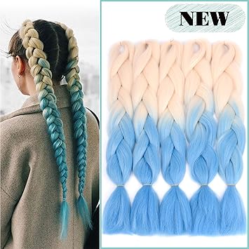 Amazon Com Naisier Jumbo Braids Box Braids Light White To Blue