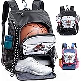 VIGEGARI Basketball Backpack with Ball & Shoes Compartment - 30L Capacity Sports Bag, Basketball Accessories Bag Lightweight Breathable for Boys Grils