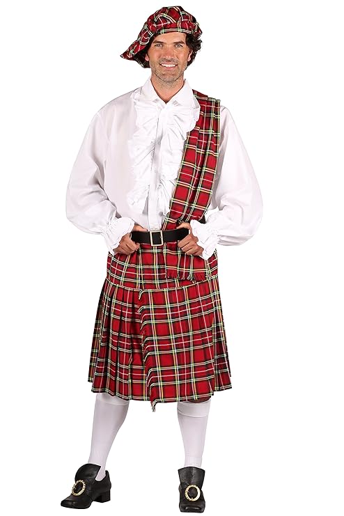 Schotten-Kostüm in rot | Schotten-Rock 3 tlg. für Herren (XL)