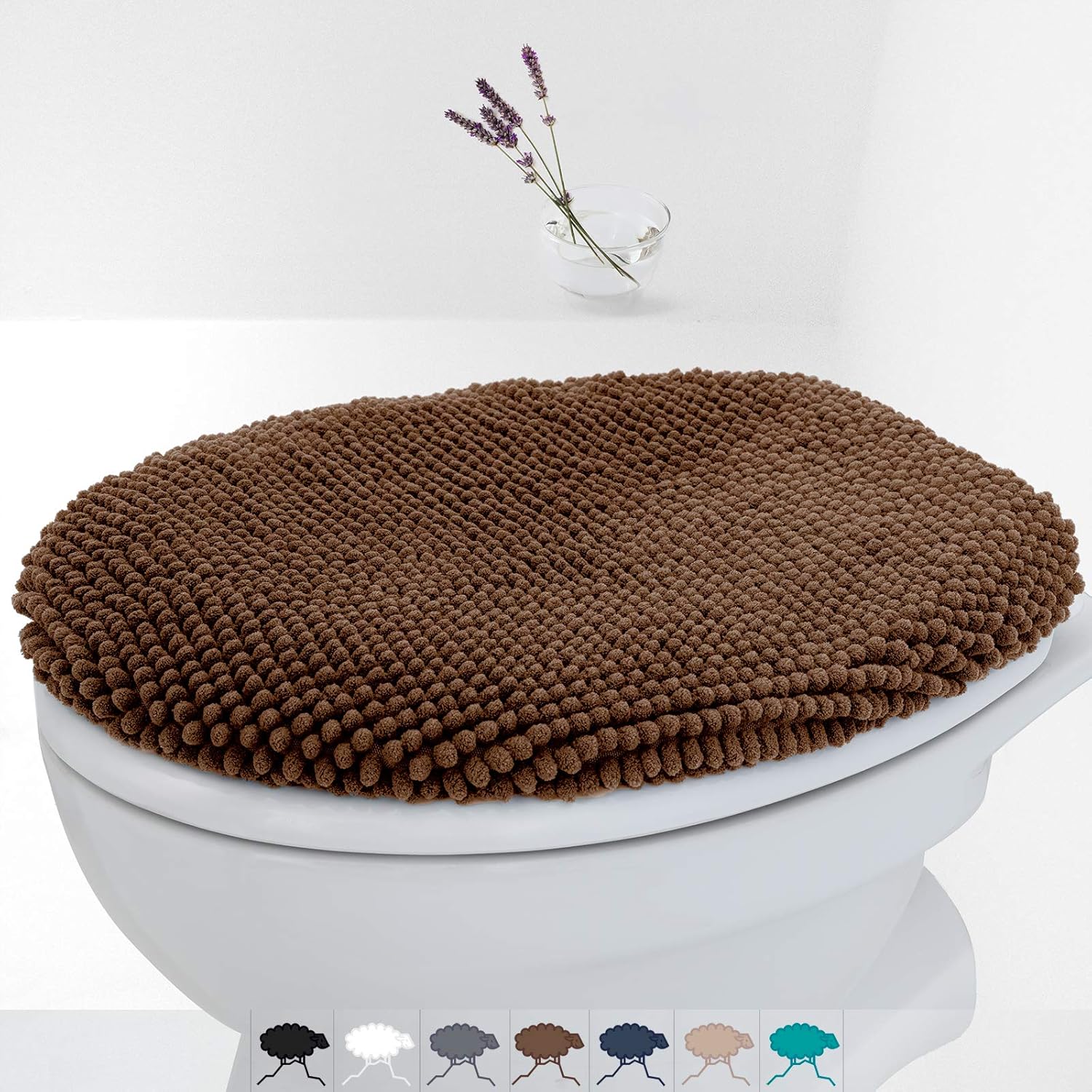 Extra Soft Shag Plush Fabric Covers Teal Toilet seat Cover Fits Most