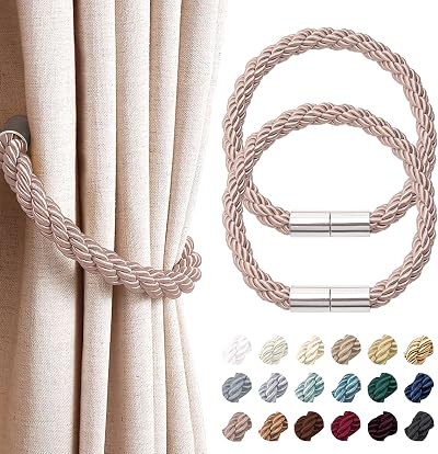 Pretty Jolly 2 Pack Magnetic Curtain Tiebacks Grey Coffee Modern Drape Holdbacks
