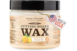 CLARK'S Cutting Board Finish Wax (6oz) | Enriched with Lemon & Orange Oils | Made with Natural Beeswax and Carnauba Wax | But