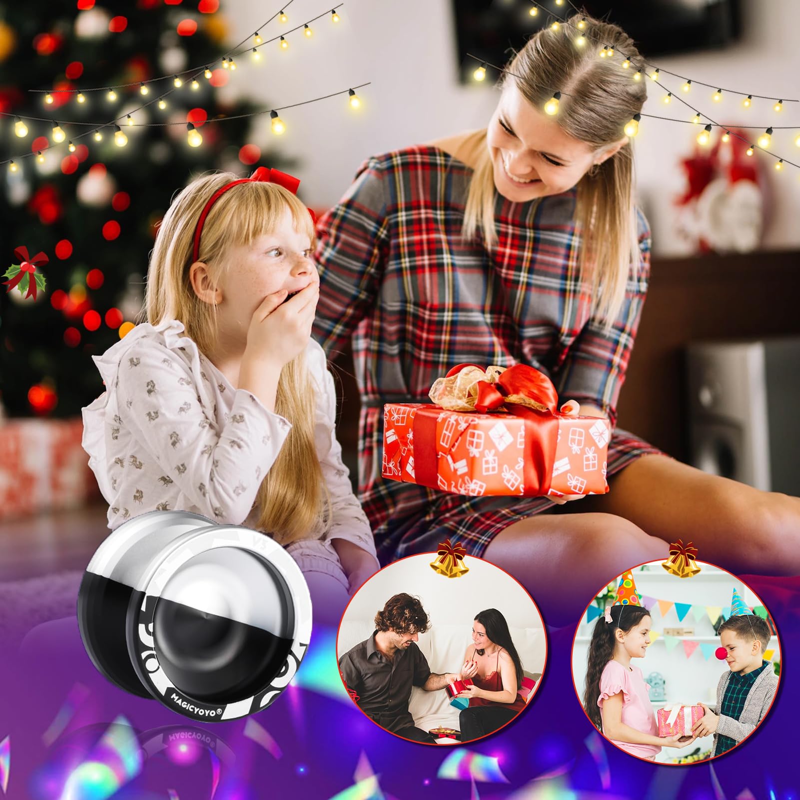 MAGICYOYO V3 Professional Responsive Yoyo, Metal Alloy Yoyo for Beginner Adults, Dual Purpose Yoyo with 12 Yoyo Strings + KK Bearing + Bearing Removal Tool + Axle + Storage Bag (Black-and-Silver)