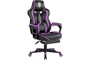Vonesse Purple Gaming Chair with Footrest,Reclining Computer Gaming Chairs for Adults,Ergonomic Gamer Chair with Massage,Big and Tall PC Game Chair(Purple/Black)
