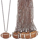 Ahzemepinyo 24 Pack Football Pendant Bead Necklaces with Felt Pendants for Football Party Supplies