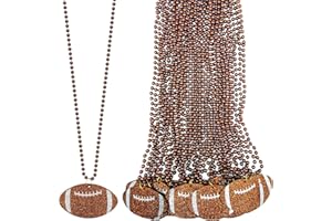 Ahzemepinyo 24 Pack Football Pendant Bead Necklaces Football Shape Necklaces with Felt Pendant Sport Theme Bead Necklaces for Football Party Supplies
