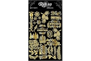 CATaireen Autocollants de transfert avec citations « Merry Christmas » en feuille d'or pour bricolage, scrapbooking, fabricat