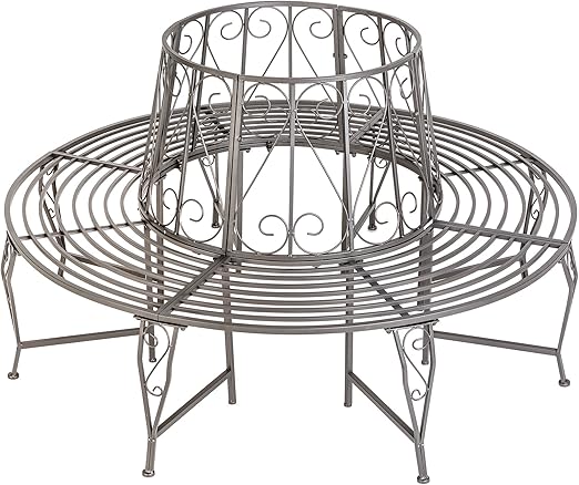 Tectake Panchina Circolare Per Di Albero Metallo 164 X 164 X 89