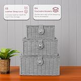 Innoteck Wicker Storage Basket Set with Lids Grey – Large, Medium & Small view 3