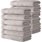 Classic Turkish Towels CTT - Premium Washcloths 12 Pack Set, 100% Turkish Cotton, Highly Absorbent & Quick Dry, Face Towels Wash Cloths for Hotel, Spa & Gym | 12"x12" (Light Grey)