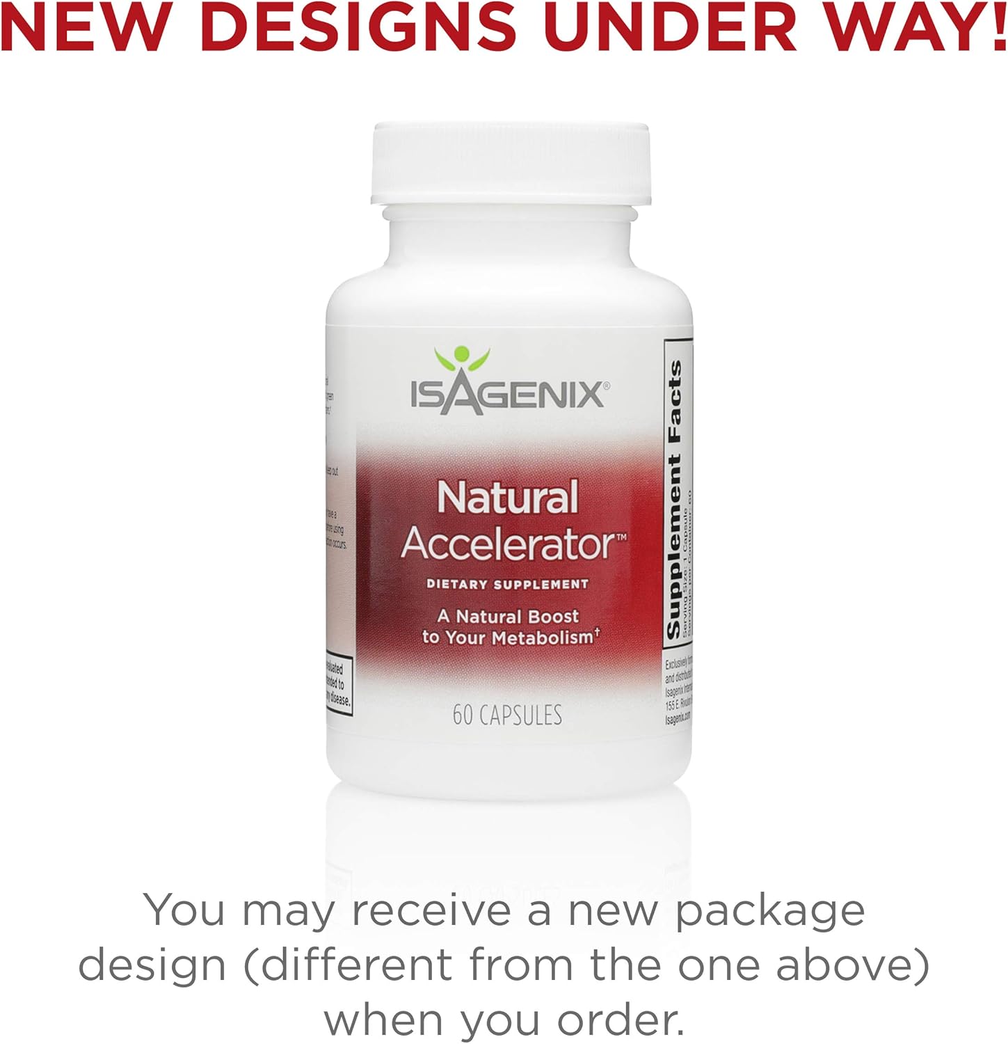 Isagenix Natural Accelerator - Metabolism Boost Capsules with Green Tea Extract, Black Pepper, Niacin and More - 60 Capsules: Health & Personal Care