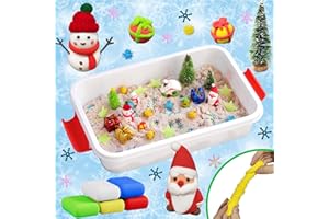 AGENTLAN Christmas Sensory Bin,Snowman Making Kit for Kids,Christmas DIY Modeling Clay Making Kit,Xmas Sensory Toys for Holiday with Play Sand for Toddlers,Christmas Kids Toys Gift