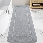 LOCHAS Bathroom Rugs, 24" x 60" Long Bath Rug, Non Slip Washable Bathroom Runner Rug Soft Thick Absorbent Bath Mat for Shower, Shaggy Plush Luxury Large Bath Rug, Grey