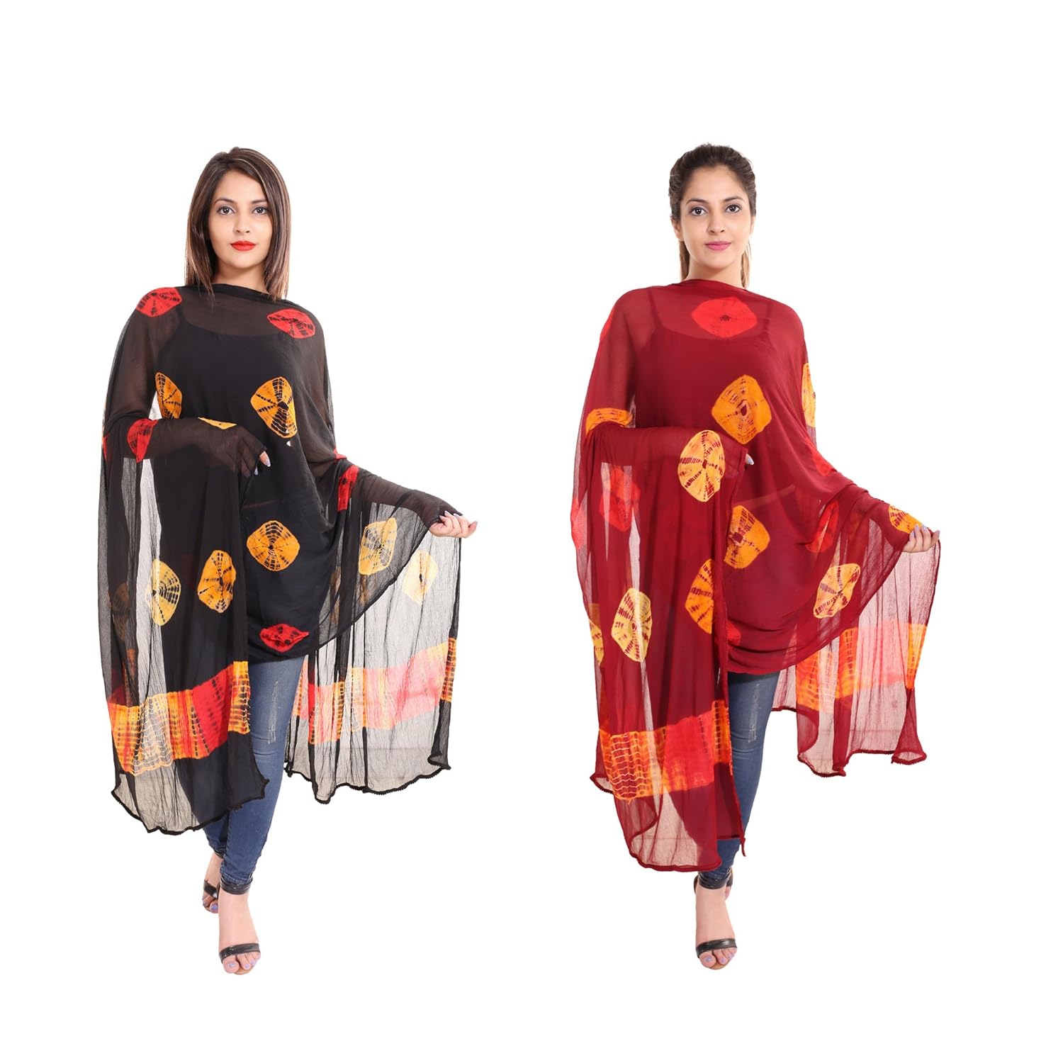 zaributi pure chiffon tie and dye dupatta