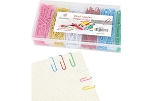 PAPERPAL Colorful Vinyl Coated Paper Clips, 540 Paperclips Per Box Jumbo & #1 Sizes Assorted Color, Office School & Personal 