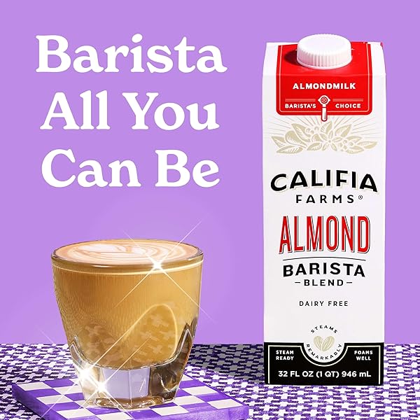 CALIFIA FARMS – ORIGINAL ALMOND BARISTA BLEND ALMOND MILK, 32 OZ, SHELF STABLE, DAIRY FREE, PLANT BASED, VEGAN, GLUTEN FREE, NON GMO, HIGH CALCIUM, MILK FROTHER, CREAMER