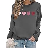 Valentine Sweatshirts for Women Heart Sweatshirt Cute Valentine Shirt Valentines Day Long Sleeve Pullover Top