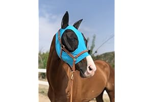 TGW RIDING Horse Fly Mask Super Comfort Horse Fly Mask Elasticity Fly Mask with Ears We Only Make Products That Horses Like… (Pacific Blue, M)