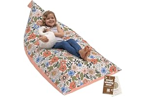 HUDDLE SUPPLY CO HUDDLE Original Cover for Stuffed Animal Bean Bag Storage (No Filler) XL Designer Beanbag Chairs for Kids & Adults | Instant Clutter Clear for Stylish Moms - 100% Cotton Canvas Chair Cover Boho Floral
