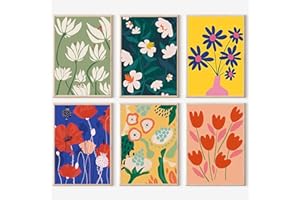 cupmod 6 Pack Paint by Numbers for Kids and Adults- DIY Acrylic Painting Kits on Canvas Without Frame, Simple Flower Oil Painting for Home Wall Decor 12x16inch