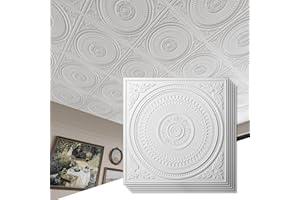 Art3d Decorative Drop-in Ceiling Tiles 24x24, Pack of 12pcs in White