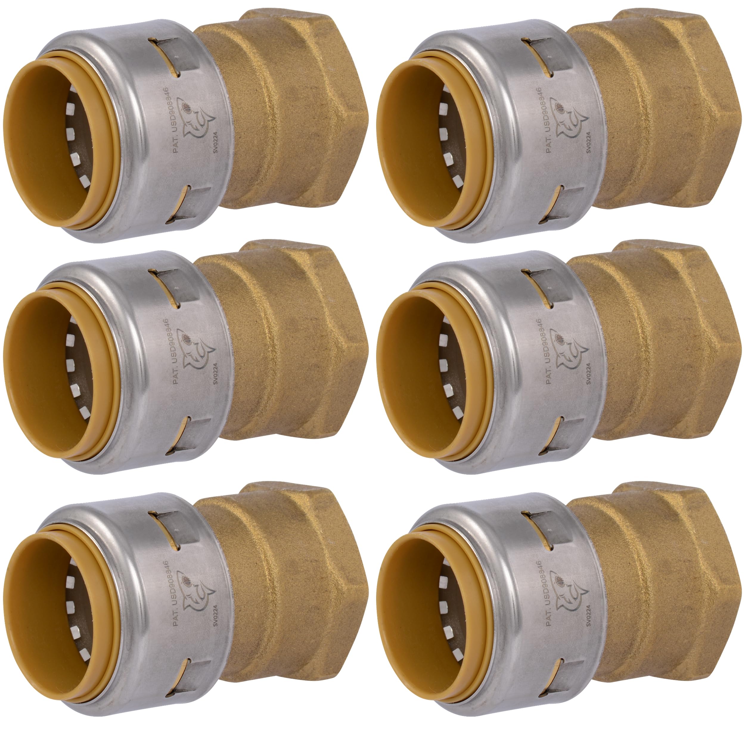 SharkBite Max Female Adapter, 1 in Push-to-Connect x 1 in FNPT, Pack of 6, Brass Plumbing Fitting, UR094