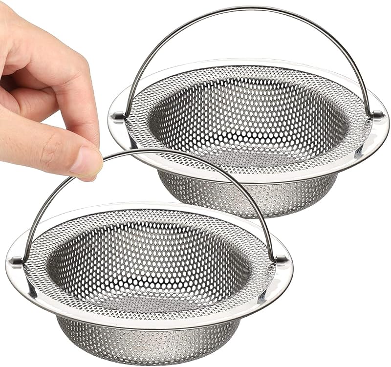 Tahbarshi 2 Pack Kitchen Sink Strainer, Stainless Steel 7.5cm Inner, 11cm Outer