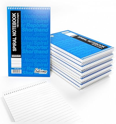 Silvine 8x5 Inch Reporter's Spiral Notebook 160 Pages Pack of 12 Blue