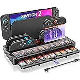 Switch 2 Game Organizer & Charging Station – Charges 4 Joy Cons & Stores 20 Game Cards | Joy-Cons Controller Charging Dock with Sync USB | Compatible Only with Nintendo Switch 2 (2025)