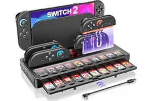 CYOYPPY Switch 2 Organizer Station & Charging Station for Nintendo Joy con 2 (2025), Switch 2 Joy Cons Controller Charging Dock with Storage Base, 20 Game Card Slots, Indicators & Charging Sync USB Port
