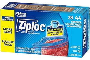 Ziploc Medium Freezer Bags, Prevents Freezer Burn, Microwave & Freezer Safe, BPA Free, New Stay-Open Design, Stand-Up Bottom,