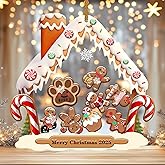 Personalized Christmas Ornaments 2025 for Family of 2,3,4,5,6,7,8 Members Shaker Gingerbread House Keepsake with Dog, Personalized Ornaments, Custom Ornament Xmas Gift Idea