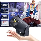 Polocsh Mini Projector Built in Android TV 11.0 Portable Smart Projector with Wifi and Bluetooth 210°Rotatable 1080P Support