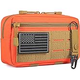 FRTKK Tactical Molle Admin Pouch Utility Laser Cut EDC Tool Pouch Bag Horizontal Modular Pouches Include US Flag Patch and Keychain