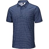 Cotrasen Mens Golf Polo Shirts Short Sleeve Quick-Dry Print Tee Shirt Moisture Wicking Performance Polo Strech Shirts