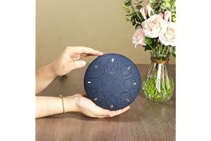 ZXZYHFTY Steel Tongue Drum, 6 Inch 8 Note Rain Chime Drum with Bag, Music Book, Drumsticks, Mallet Holder and Finger Paddles, for Camping, Meditation or Yoga .(Navy Blue)