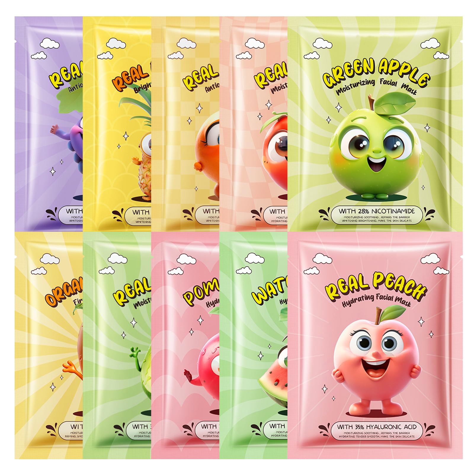 Belligern 10 PCS Kids Face Masks for Girls Face Masks Kids Face Masks for Teenage Girls Moisturizing and Soothing Girls Face Masks Dullness and Brighten for All Skin Types