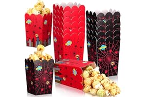 Teenyyou 60 Pcs Mini Spider Popcorn Box 2.09 x 2.44 x 3.94" Spider Birthday Party Popcorn Box Hero Snack Treat Cookie Candy Paper Food Tray Container for Hero Birthday Party Favor Supplies