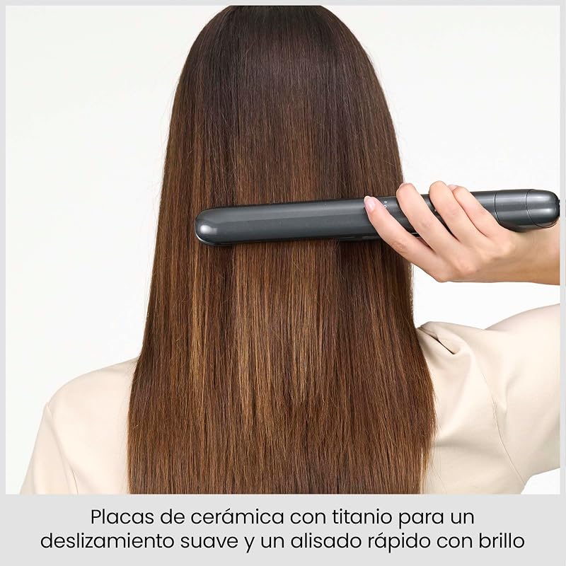 Titanium Shine Plancha de Pelo - Tecnología de Deslizamiento Suave en Titanio-Cerámica, 5 Niveles de Calor 150–230°C, Uso Mundial, Plata, ST260E