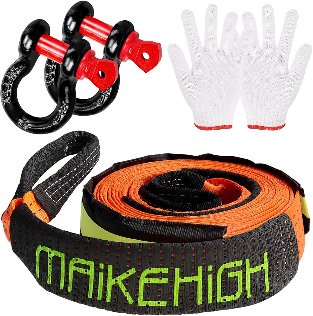 MAIKEHIGH Tow Rope 5M x 5cm 10 Ton Off-Road Recovery Strap with Gloves