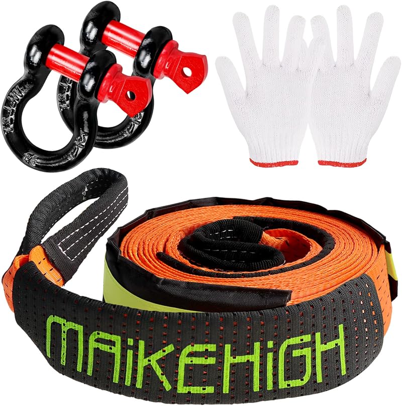 MAIKEHIGH Tow Rope 5M x 5cm 10 Ton Off-Road Recovery Strap with Gloves