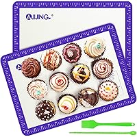 Silicone Baking Mats, Set of 2 Non-Stick Half Sheet Baking Mats with Measurement,Cleaning Brush and Storage Rope, Food…