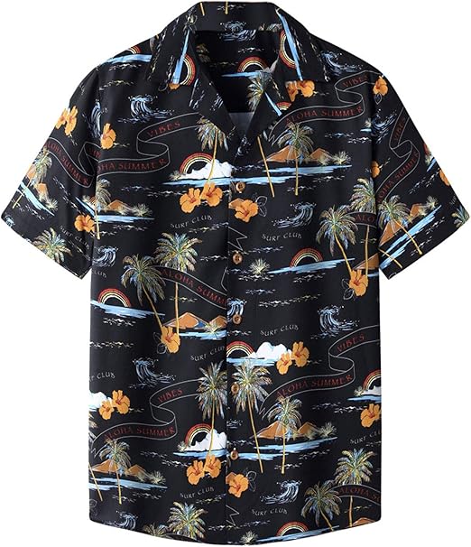Men Fancy Shirts,Island Style Loose Men Casual Shirt for Beach Short
