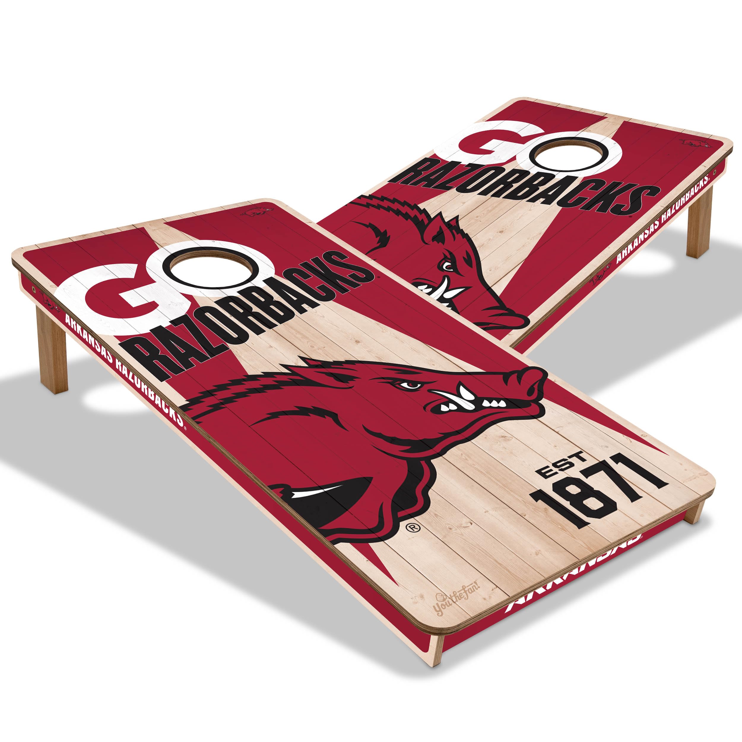 YouTheFan NCAA Arkansas Razorbacks 2’ x 4’ Professional Wood Cornhole Game